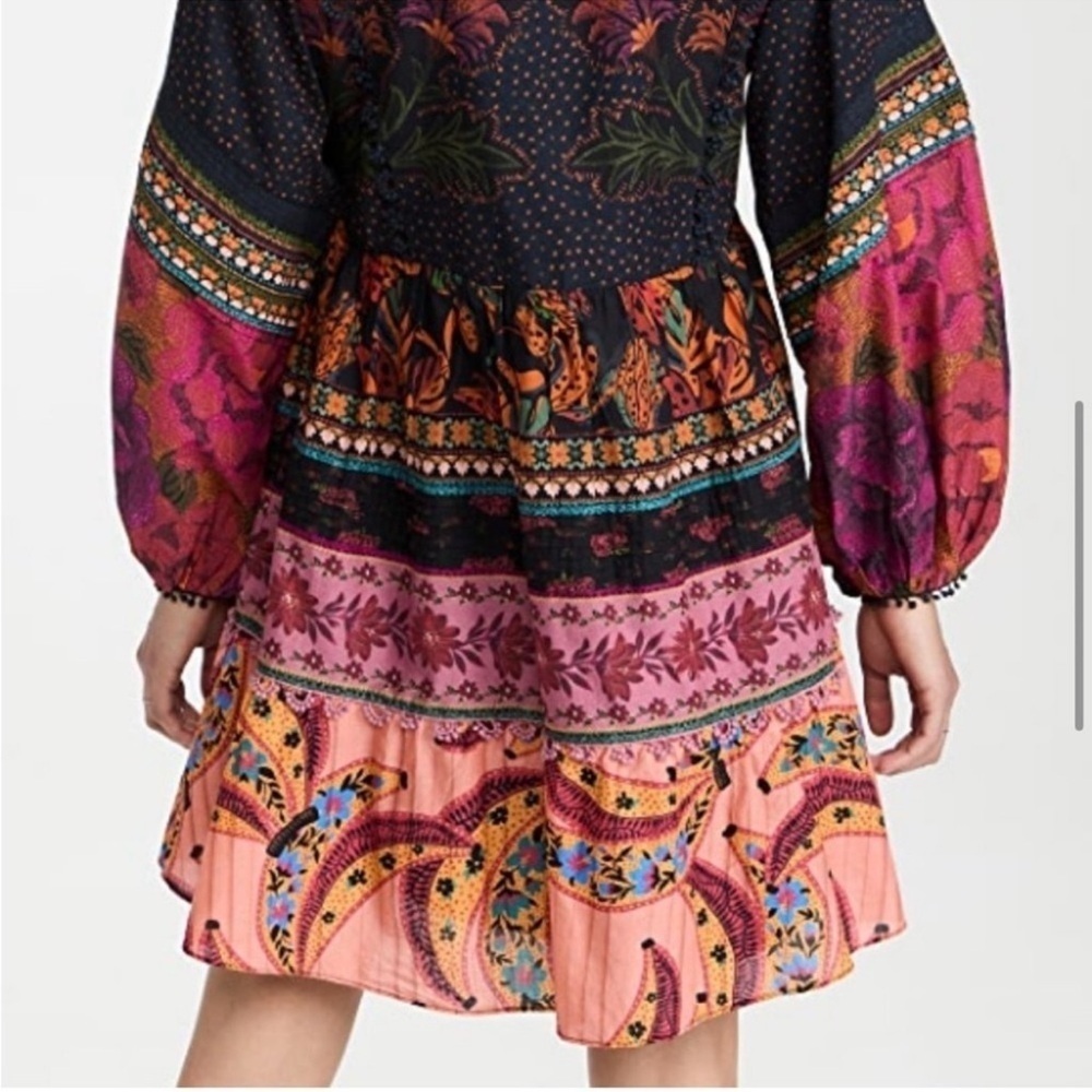 Farm Rio Mix Patchwork Long-sleeve Minidress - Picture 6 of 11